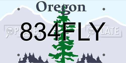 834FLY Oregon License Plate