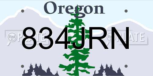 834JRN Oregon License Plate