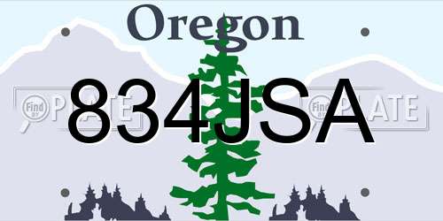 834JSA Oregon License Plate