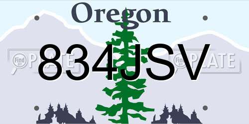 834JSV Oregon License Plate