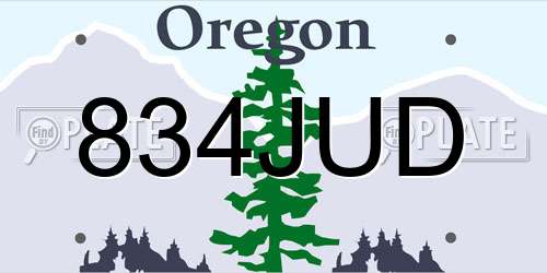 834JUD Oregon License Plate
