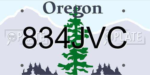 834JVC Oregon License Plate