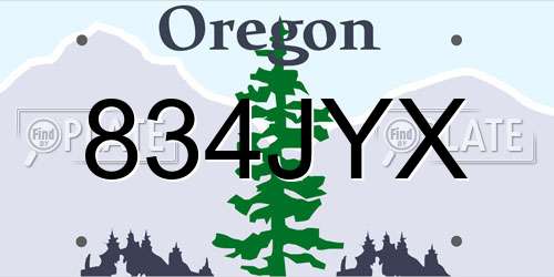 834JYX Oregon License Plate