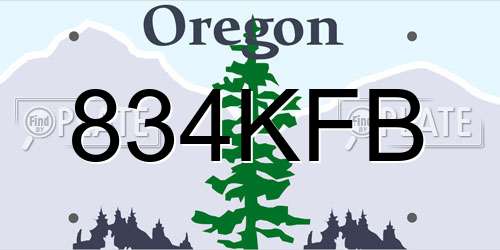 834KFB Oregon License Plate