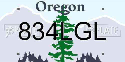 834LGL Oregon License Plate