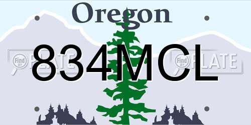 834MCL Oregon License Plate