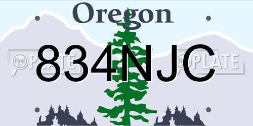 834NJC Oregon License Plate