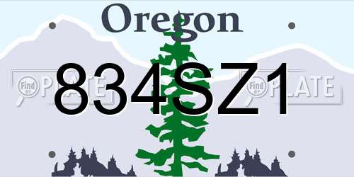834SZ1 Oregon License Plate