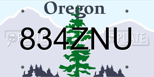 834ZNU Oregon License Plate