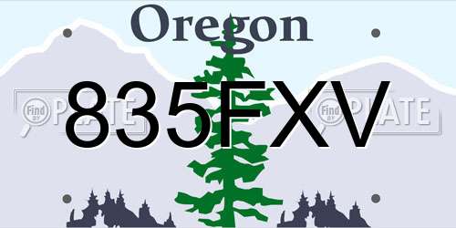 835FXV Oregon License Plate