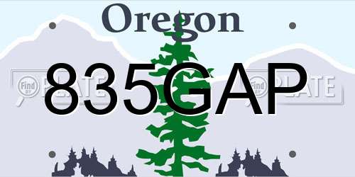 835GAP Oregon License Plate