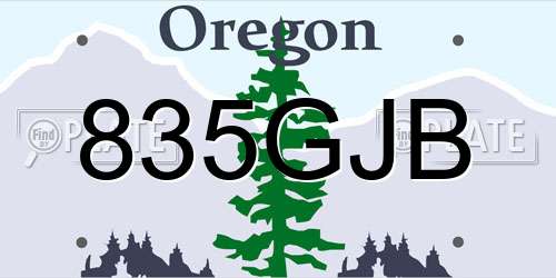 835GJB Oregon License Plate