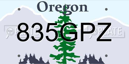 835GPZ Oregon License Plate