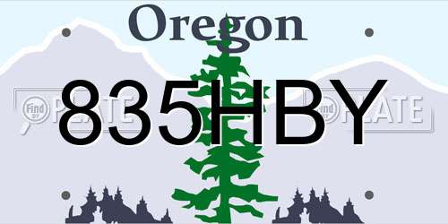 835HBY Oregon License Plate