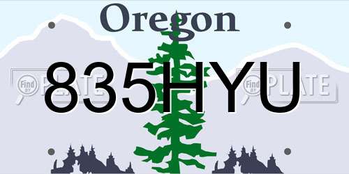 835HYU Oregon License Plate