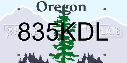835KDL Oregon License Plate