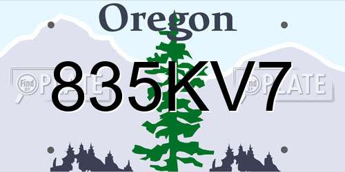 835KV7 Oregon License Plate
