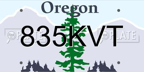 835KVT Oregon License Plate