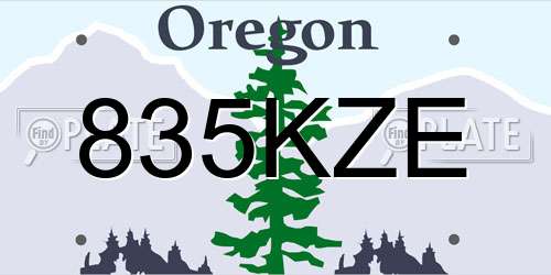 835KZE Oregon License Plate