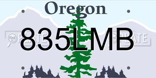 835LMB Oregon License Plate