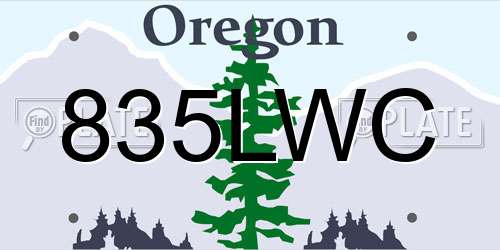 835LWC Oregon License Plate