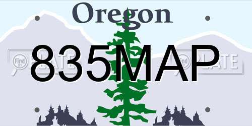 835MAP Oregon License Plate
