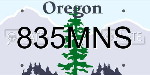 835MNS Oregon License Plate