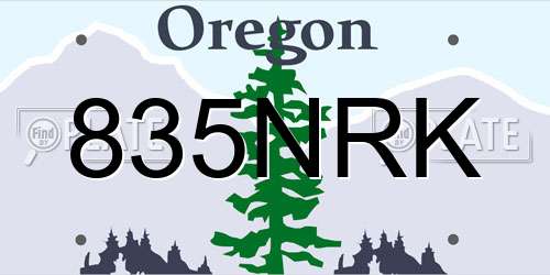 835NRK Oregon License Plate