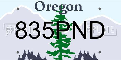 835PND Oregon License Plate