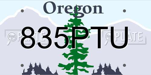 835PTU Oregon License Plate