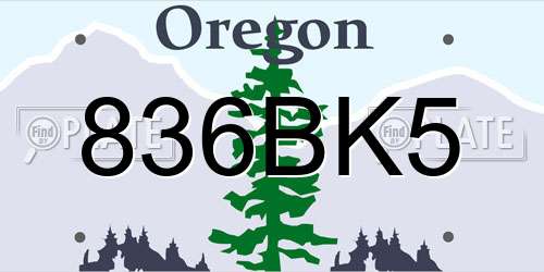 836BK5 Oregon License Plate