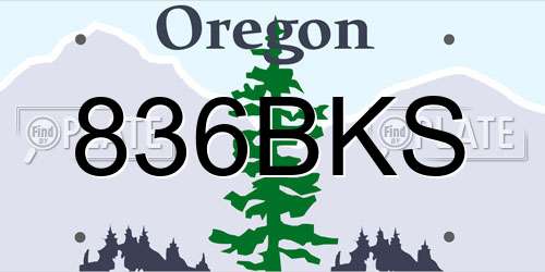 836BKS Oregon License Plate
