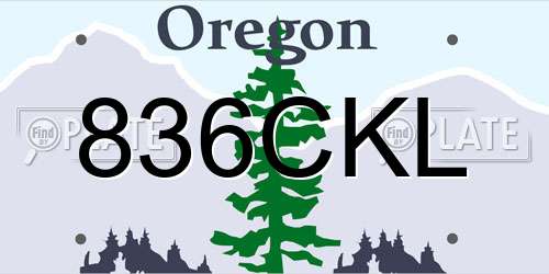 836CKL Oregon License Plate
