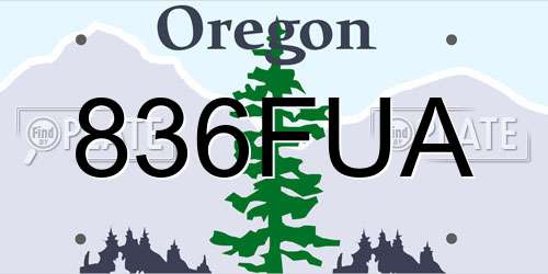 836FUA Oregon License Plate