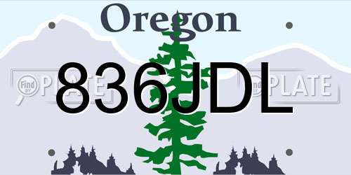 836JDL Oregon License Plate