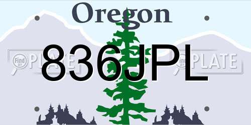 836JPL Oregon License Plate