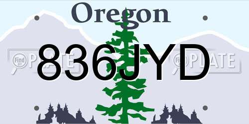 836JYD Oregon License Plate