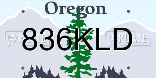 836KLD Oregon License Plate