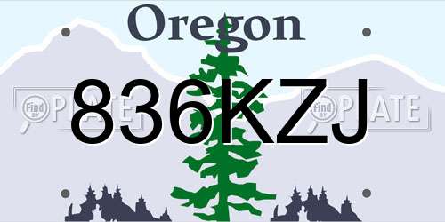 836KZJ Oregon License Plate