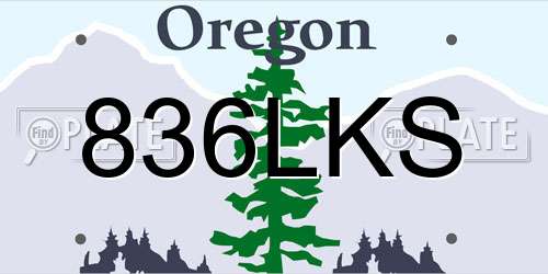 836LKS Oregon License Plate