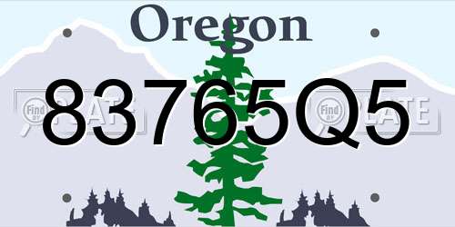 83765Q5 Oregon License Plate