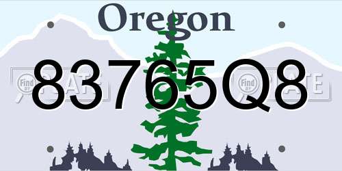 83765Q8 Oregon License Plate
