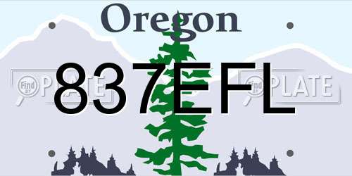 837EFL Oregon License Plate