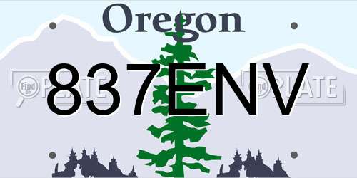 837ENV Oregon License Plate