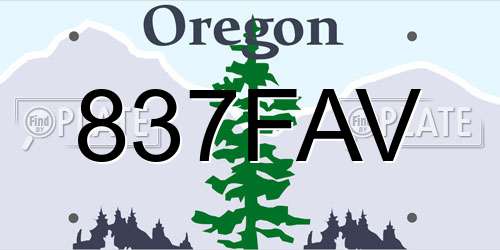837FAV Oregon License Plate