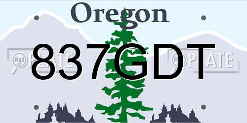 837GDT Oregon License Plate