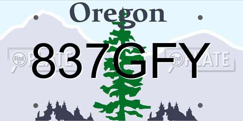 837GFY Oregon License Plate