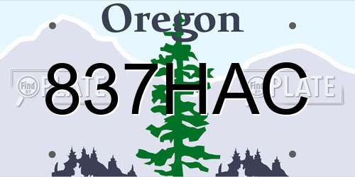 837HAC Oregon License Plate