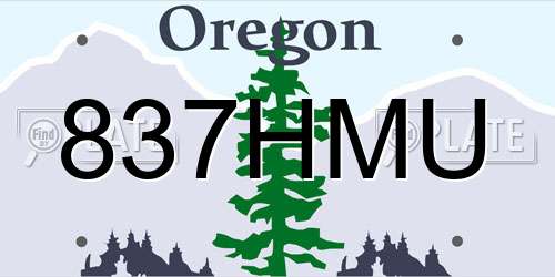 837HMU Oregon License Plate