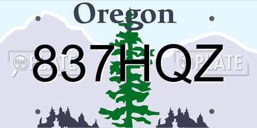 837HQZ Oregon License Plate